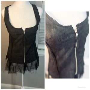 Illia Size 2 Leather Top And Lace Gothic Punk Small Medium Nwt vest zippper
